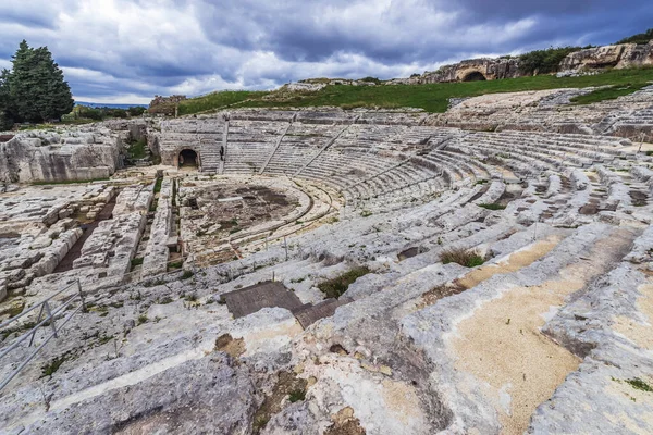 Руїни Грецького Театру Неаполі Археологічний Парк Сиракузького Міста Сицилія Італія Ліцензійні Стокові Фото