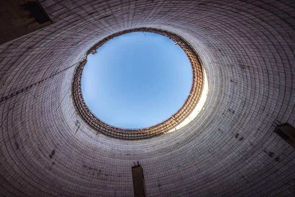 Dentro Torre Resfriamento Usina Nuclear Zona Exclusão Chernobyl Ucrânia — Fotografia de Stock