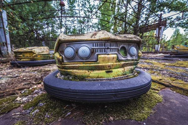 Bumper Cars Amusement Park Pripyat Abandoned City Chernobyl Exclusion Zone — Stock Photo, Image
