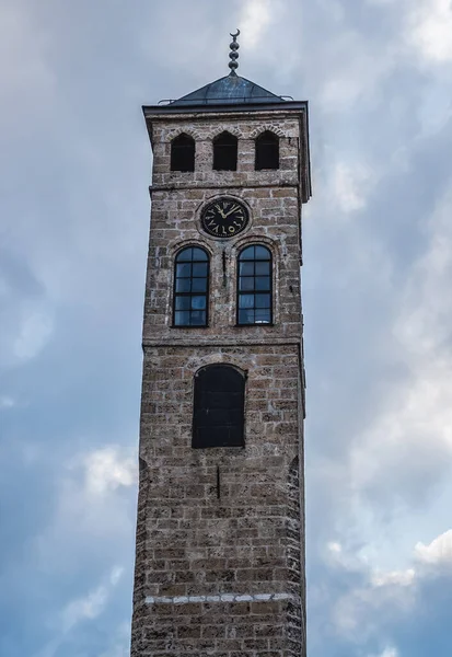 Tour Horloge Côté Mosquée Gazi Husrev Beg Bascarsija Quartier Historique — Photo