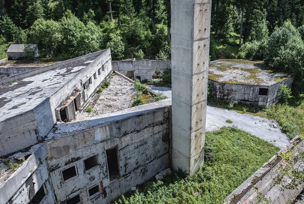 Igman Hotel destroyed during Bosnia War near Igman Olympic Jumps, Bosnia and Herzegovina
