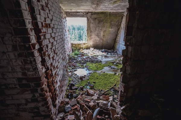 Interior Hotel Destruído Durante Guerra Bósnia Perto Igman Olympic Jumps — Fotografia de Stock