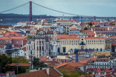 Aerial view from Miradouro da Graca viewing point in Graca area of Lisbon city in Portugal clipart