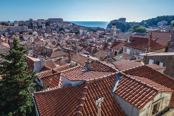 Telhados Dos Edifícios Cidade Velha Vistos Das Muralhas Dubrovnik Croácia — Fotografia de Stock