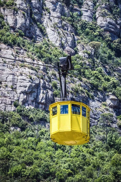 Aerial Cable Car Benedictine Abbey Montserrat Mountain Range Barcelona Catalonia — Stock Photo, Image