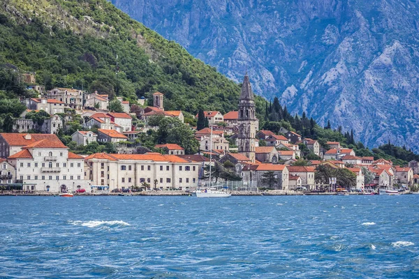 Uitzicht Perast Historische Stad Kotor Bay Aan Adriatische Zee Montenegro — Stockfoto
