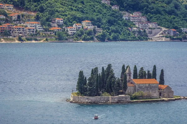 Ilha São Jorge Com Igreja Mosteiro Beneditino Baía Kotor Montenegro — Fotografia de Stock
