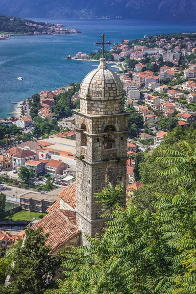 Башня Церкви Богоматери Ремедии Горе Святого Иоанна Которе Черногория — стоковое фото