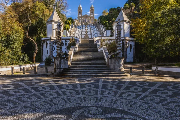 Ogólny Widok Sanktuarium Bom Jesus Monte Pobliżu Miasta Braga Portugalia — Zdjęcie stockowe