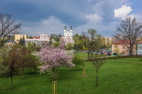 Stock image View on a park around castle in Frydek-Mistek city in Czech Republic