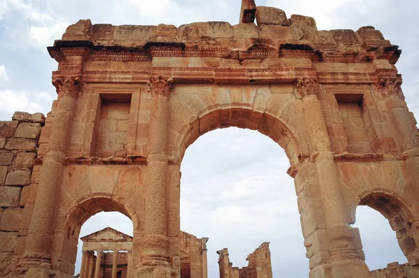Templos Capitolinos Arco Antonino Pio Antiga Cidade Romana Sufetula Cidade — Fotografia de Stock