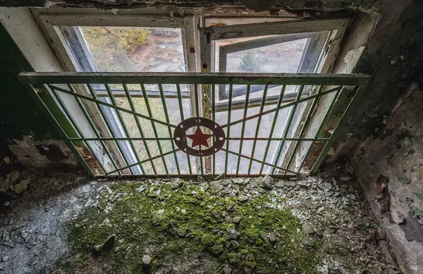 Interior Edifício Abandonado Chernobyl Base Militar Zona Exclusão Chernobyl Ucrânia — Fotografia de Stock