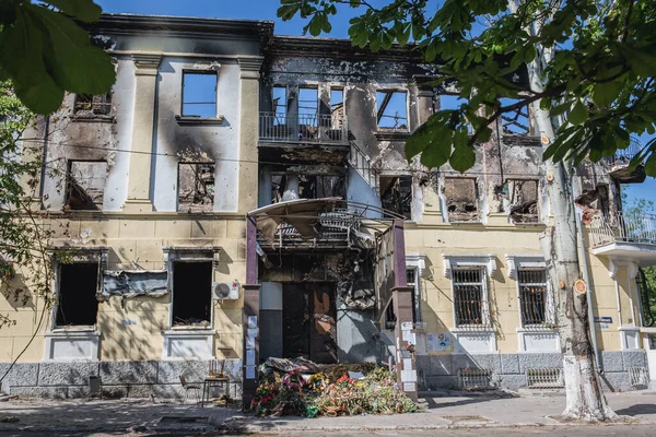 Mariupol Oekraïne Mei 2014 Vernietigd Politiebureau Mariupol Stad Tijdens Russisch — Stockfoto