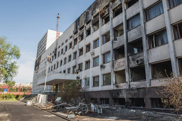 Mariupol Oekraïne Mei 2014 Vernietigd Gebouw Van Gemeenteraad Mariupol Stad — Stockfoto