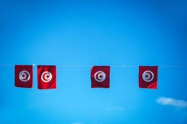 Flags in Houmt Souk city on Djerba Island, Tunisia clipart