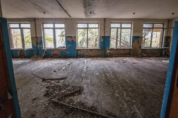 School in Illinci abandoned village in Chernobyl Exclusion Zone