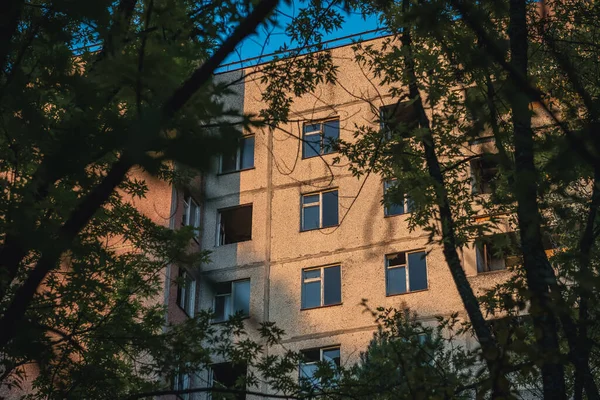 Residential building in Pripyat ghost city in Chernobyl Exclusion Zone, Ukraine