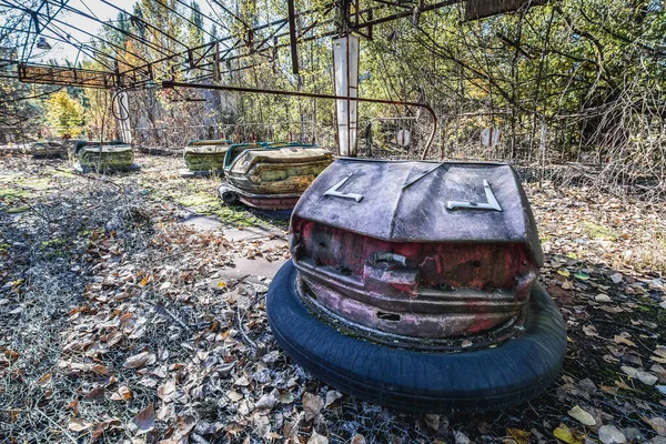 Autoscooter Freizeitpark Der Geisterstadt Pripjat Der Ukrainischen Tschernobyl Sperrzone — Stockfoto