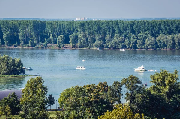 Vista Desde Fortaleza Belgrado Parque Kalemegdan Río Danubio Belgrado Serbia — Foto de Stock