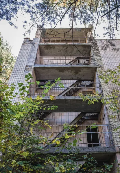 Apartment house in Pripyat ghost city in Chernobyl Exclusion Zone, Ukraine