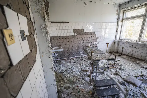 Delivery room in maternity ward of Hospital MsCh-126 in Pripyat ghost city in Chernobyl Exclusion Zone, Ukraine