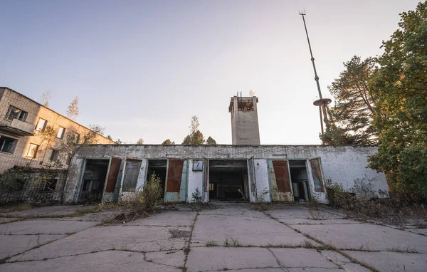 Fire station in Pripyat ghost city in Chernobyl Exclusion Zone in Ukraine