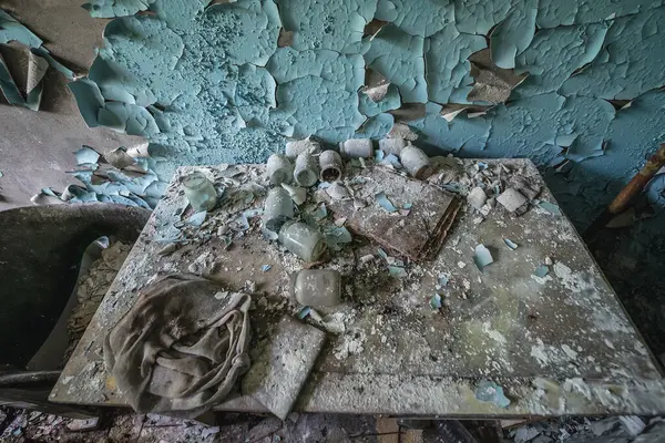 Hospital in Pripyat ghost city in Chernobyl Exclusion Zone, Ukraine