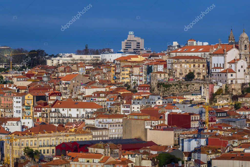 Porto, Portugal - December 10, 2016: Porto cityscape with Rosa Mota Pavilion on photo