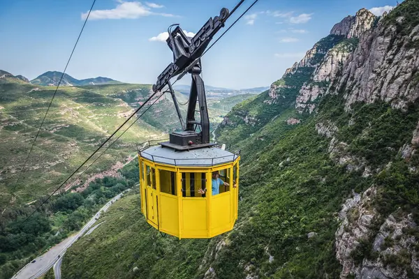 Montserrat Spain May 2015 Cable Car Santa Maria Montserrat Abbey Stock Image
