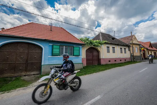 Sibiel Romania Luglio 2016 Moto Nel Villaggio Sibiel Contea Sibiu Immagine Stock
