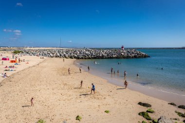 Figueira da Foz, Portugal - July 7, 2021: Forte de Santa Catarina Beach on the Atlantic Ocean coast in Figueira da Foz city, Coimbra District of Portugal clipart