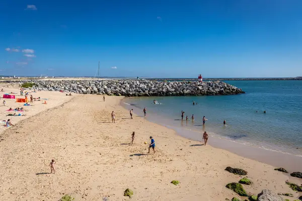 Figueira Foz Portogallo Luglio 2021 Spiaggia Forte Santa Catarina Sulla Foto Stock