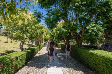 Montemor-o-Velho, Portugal - July 9, 2021: Alley in Castle in Montemor-o-Velho town, Coimbra District of Portugal clipart