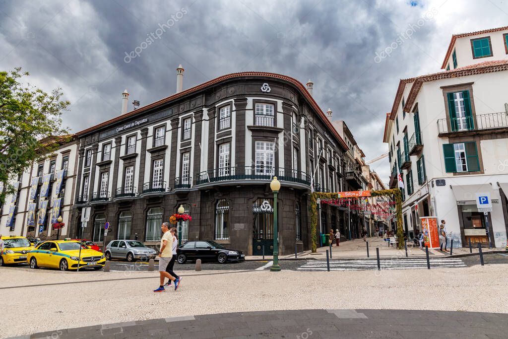 Funchal, Portugal - June 9, 2024: Building of Caixa Geral de Depositos bank in Funchal city, capital of Madeira
