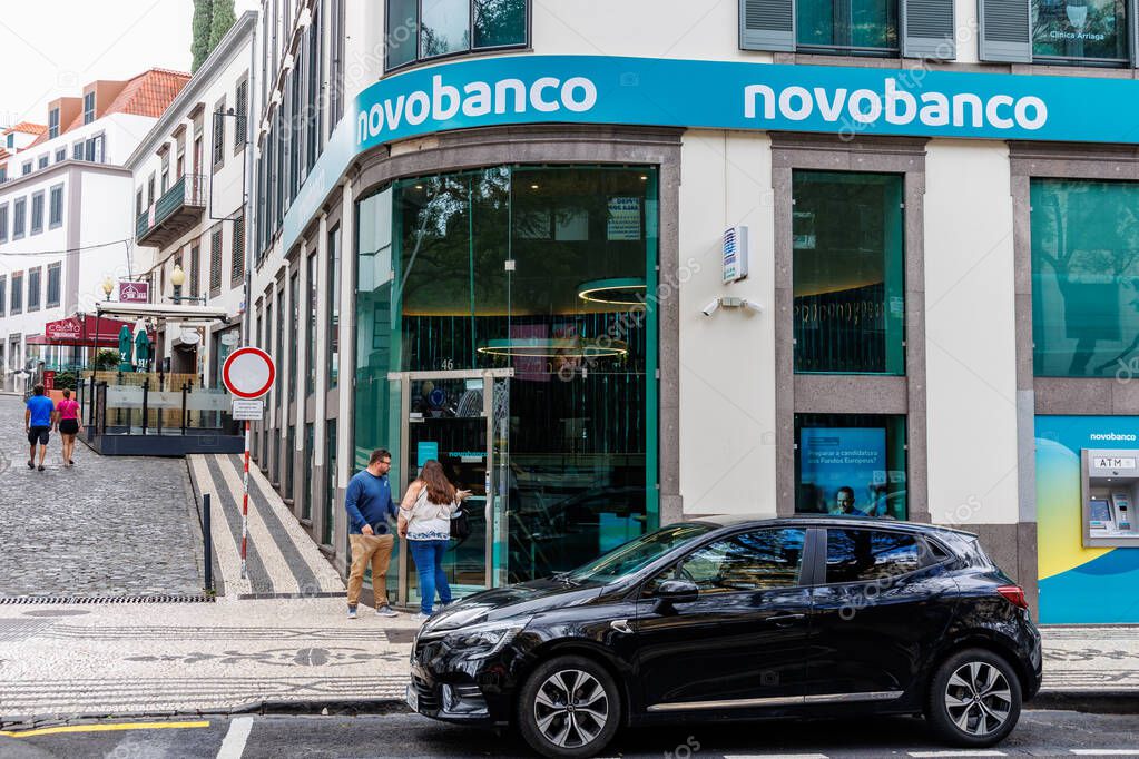 Funchal, Portugal - June 9, 2024: Novobanco bank in Funchal city, capital of Madeira Island