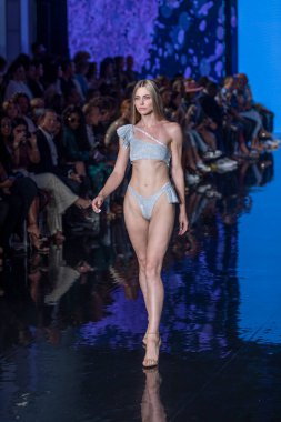 A model walks the runway for Cirone Swimwear Fashion Show during Art, Hearts, Fashion Swim Week at the Faena Forum in Miami Beach on 7- 11- 2021