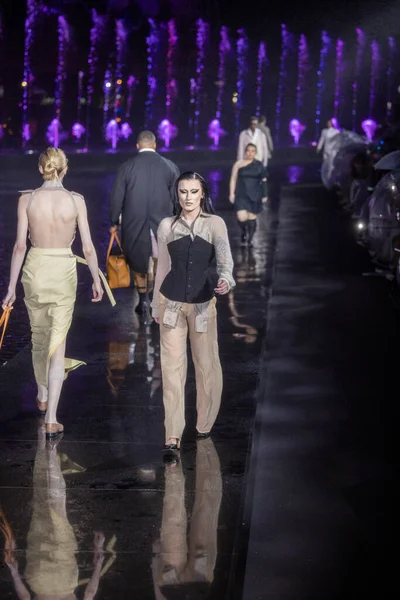 stock image A model walks the runway for Boss Fashion Show Spring Summer 2023 at the Herald Plaza in Miami Beach, on March 15th, 2023