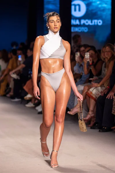 Model Walks Runway Instituto Marangoni Upcycle Swimwear Fashion Show Paraiso — Stock Photo, Image