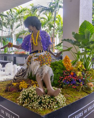Mannequins decorated with flowers are shown during the event Fleurs de Villes Artiste at Bal Harbour Shops in Bal Harbour, FL on March 2nd, 2024  clipart