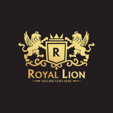 Royal Lion logo tasarım şablonu. Vektör illüstrasyonu