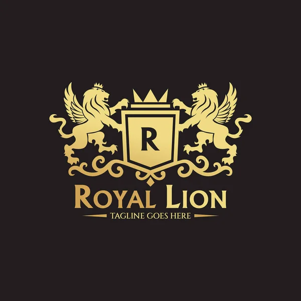 Royal Lion Logo Design Template Vector Illustration — Stock Vector