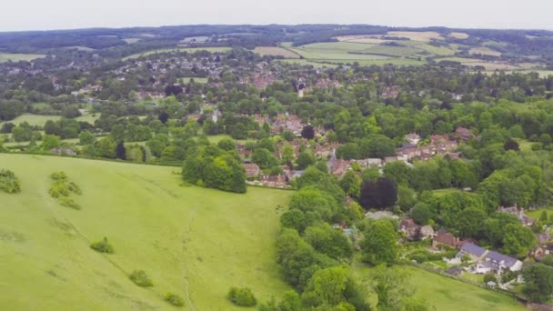 Drone Shot Summer Countryside Village Streatley Hill West Berkshire — Stock Video
