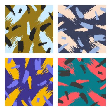 Mavi, yeşil, mor arkaplanda renkli fırça darbeleri. Modern tasarım modeli. Grunge, skeç, suluboya, grafiti. Grunge mürekkep çizgileri, rengarenk kumaş baskısı ve moda el çizimi..