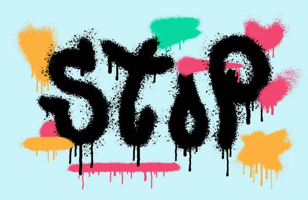 Graffiti Stop Woord Het Zwart Gespoten Elementen Voor Banner Decoratie — Stockvector
