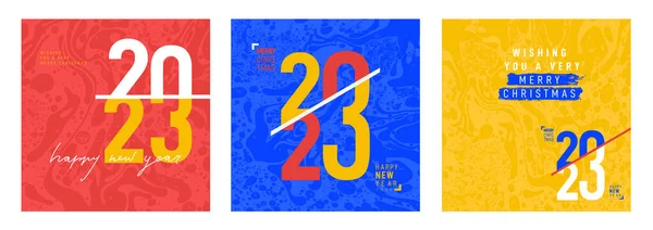 Diseño Colorido Interconectado Del Logotipo Feliz Año Nuevo 2023 Diseño — Vector de stock