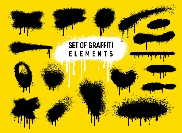 Grande Collection Éléments Graffiti Lignes Cercles Cadres Ensemble Motif Pulvérisation — Image vectorielle