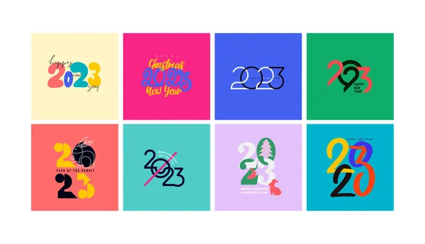 2023 Mutlu Yıllar Logosu Metin Tasarımı 2023 Numaralı Konsept Tasarım — Stok Vektör