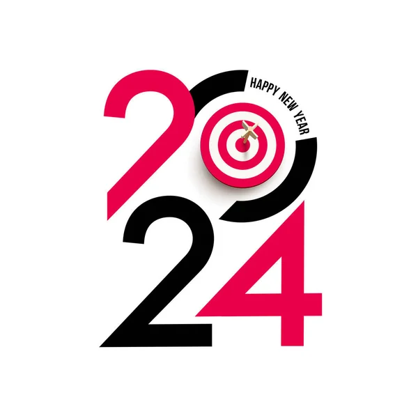 赤いアーチェリーのターゲット 矢印射手と番号から2024年のシンボル番号を持つ新年の現実的なターゲットと目標 ベクトル分解能 2024年のコンセプトのターゲット 矢でラウンドターゲット — ストックベクタ