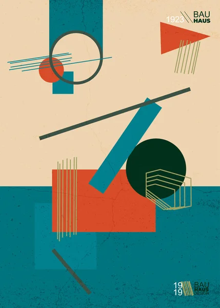 Современный Постер Bauhaus Надписью Гранжевой Текстурой Абстрактная Геометрия Стиле Неопластицизма — стоковый вектор