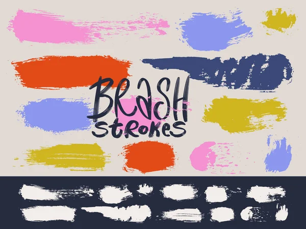 Brush Strokes Colorful Set Paintbrush Brush Strokes Templates Vector Grunge — Stock Vector